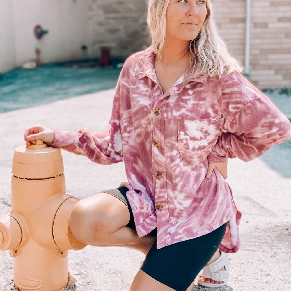 Tie Dye Fleece Button Up - Picture 4 of 4